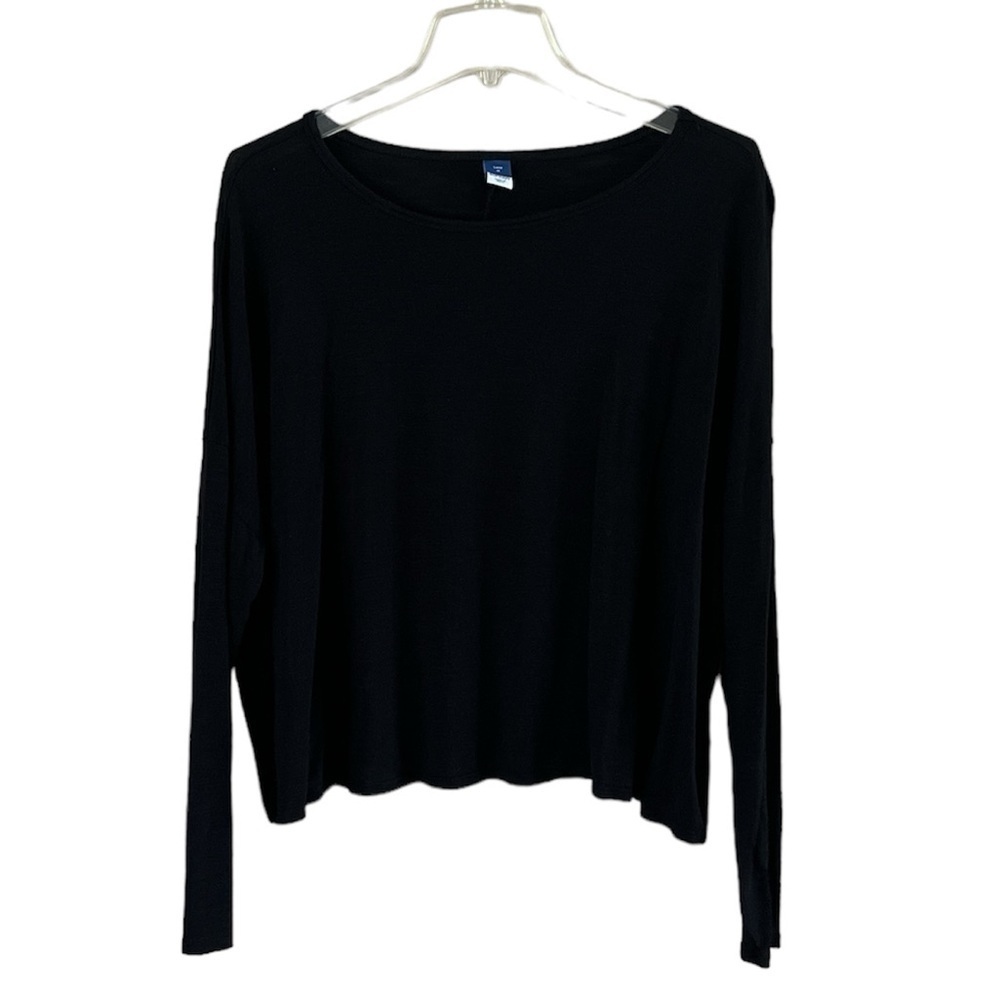 Old Navy Drop Sleeve Crop Luxe Shirt Black Size Medium Stretch